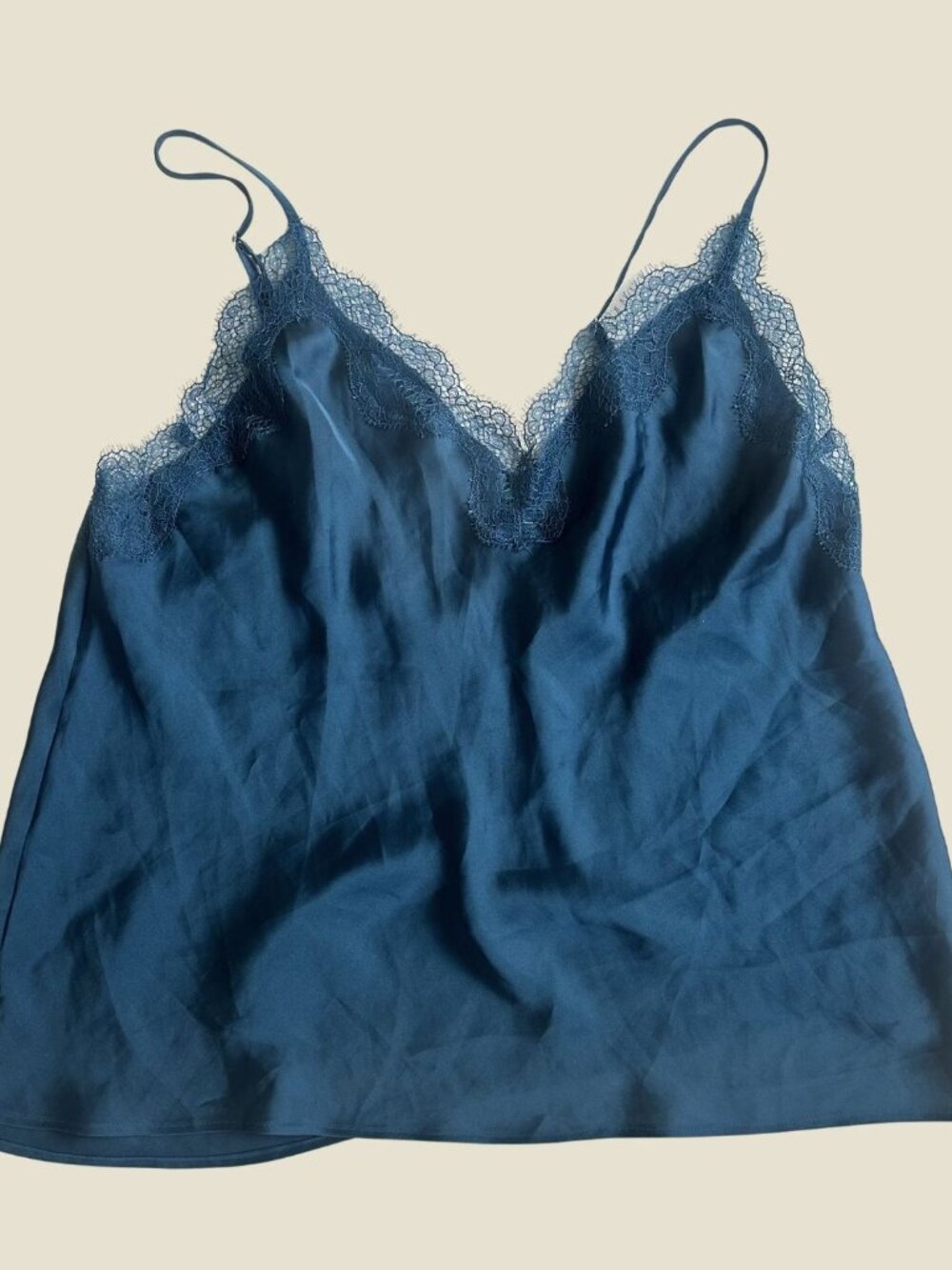 VICTORIA'S SECRET PEACOCK BLUE LACE TRIM CAMISOLE SIZE MEDIUM